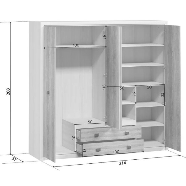 Шафа Коен МДФ SZF4D2S Венге магія/штрокс темний Гербор (Gerbor) Україна